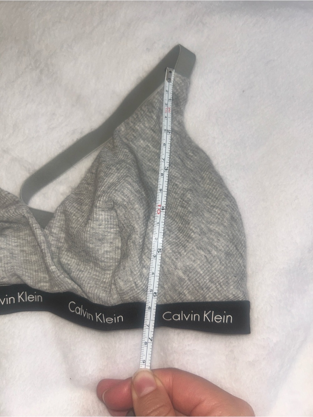 Cotton Calvin Klein Women's Grey Triangle Ribbed Wireless Bralette Bra lounge - Picture 4 of 5